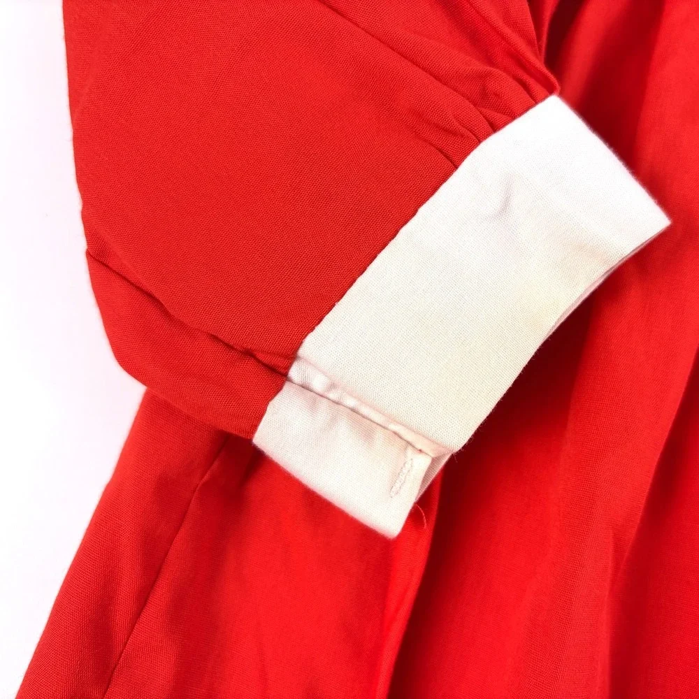VTG Polly Flinders Embroidered Smocked Dress Sz 6 Red White School‎ Bus Charms